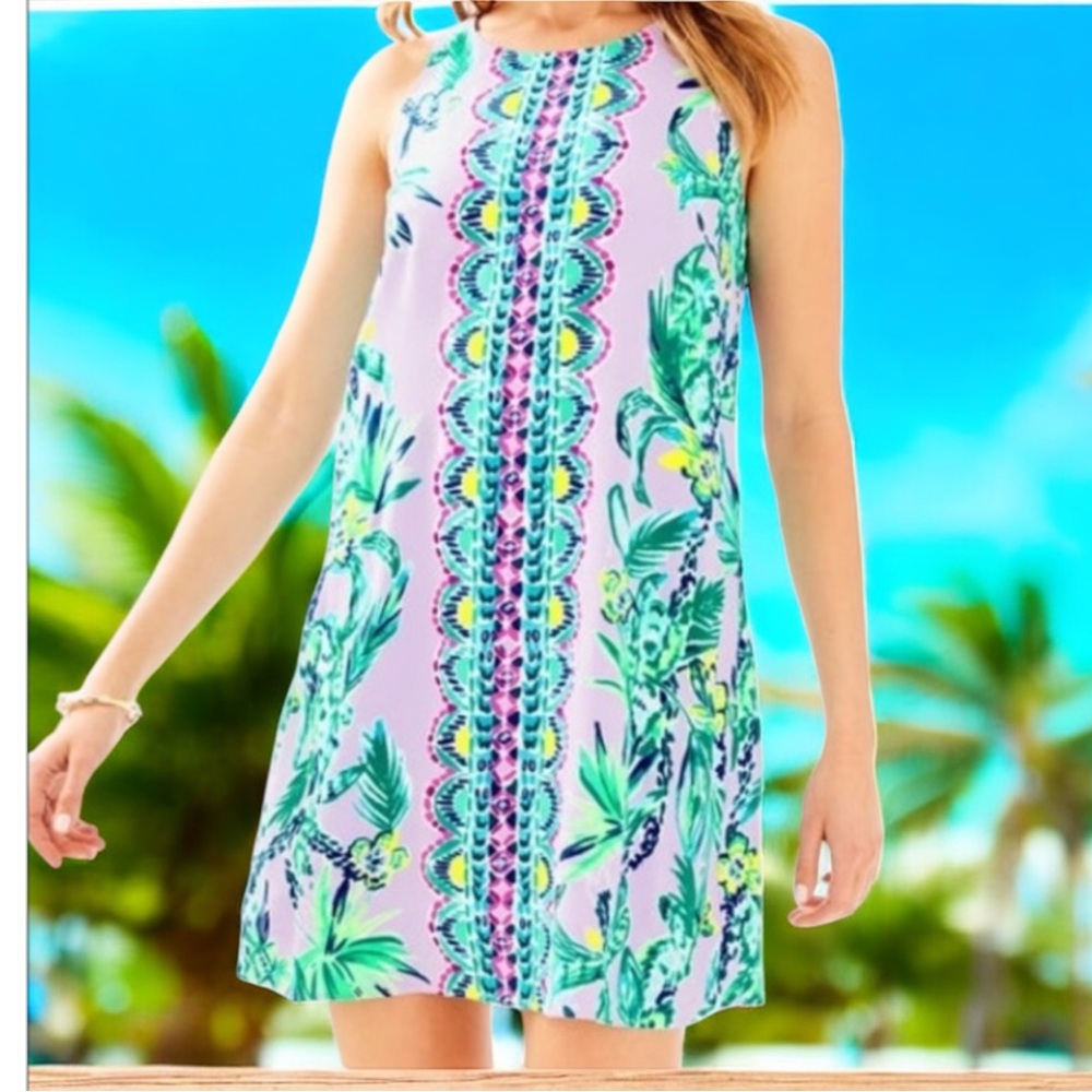 Lilly‎ Pulitzer Jackie Shift Dress in Resort White 100% Silk Women's Size S